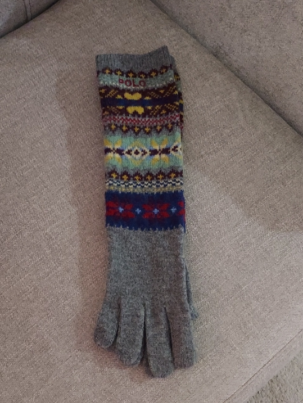 Polo by Ralph Lauren Grey Fair Isle Knit Gloves